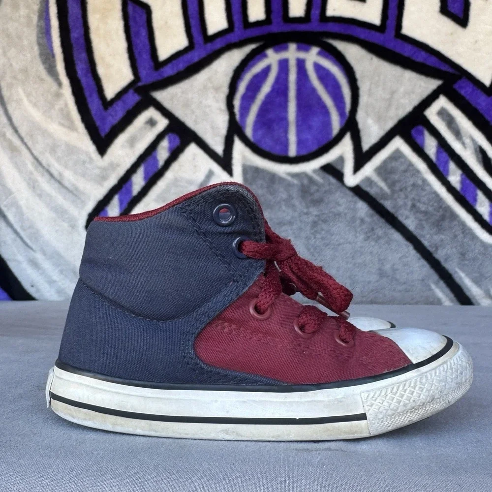 Size 8c - Converse Chuck Taylor All Star Toddler Burgundy Navy High Top Sneakers